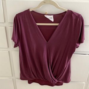 Plum color cross front top